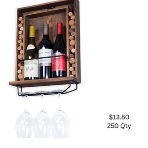 Rustic Wooden Wine Rack with Glass Holder